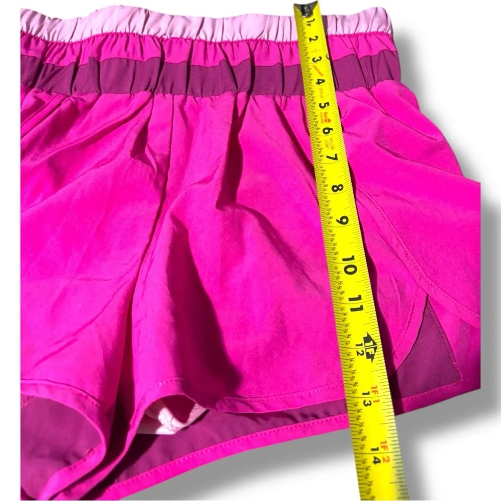 New In Fuchsia and Purple High Stretchy Waist Colorblock Women's Athletic Shorts - Picture 7 of 11